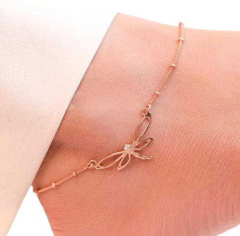 Rainbow Butterfly Rose Gold Plated 925 Sterling Silver Anklet By Kesardeep Impex For Women